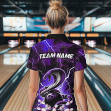 Load image into Gallery viewer, Purple Thunder Lightning Custom Cobra Snake Bowling Women Quarter-Zip Shirts, Team Shirt IPHW8898