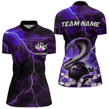 Load image into Gallery viewer, Purple Thunder Lightning Custom Cobra Snake Bowling Women Quarter-Zip Shirts, Team Shirt IPHW8898