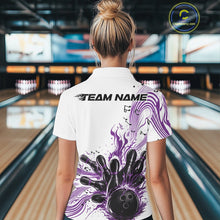 Load image into Gallery viewer, Custom Purple Music Flame Bowling Women Polo Shirt, Bowling League Shirt Bowler Jerseys IPHW10995