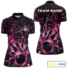 Load image into Gallery viewer, Custom Pink Splatter Music Flame Bowling Women Quarter-Zip Shirt, Music Bowling Jerseys IPHW11005