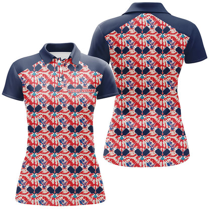 Custom American Flag Pickleball Ladies Polo Shirts, Patriotic Pickleball Jerseys For Team IPHW6939