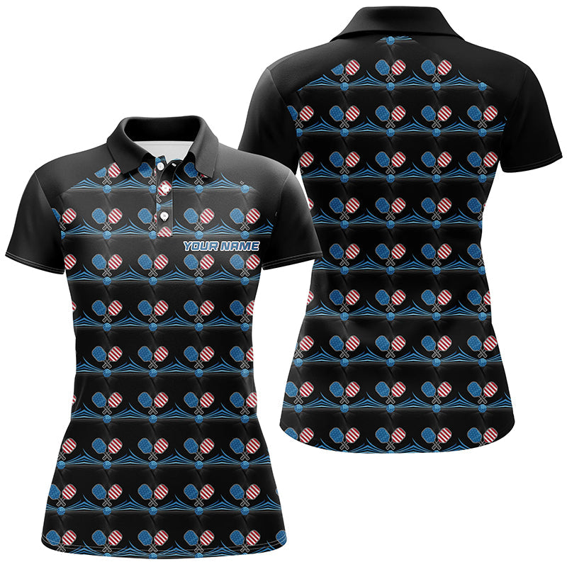 Custom American Flag Pickleball Polo Shirts, Patriotic Pickleball Jerseys For Women IPHW6940
