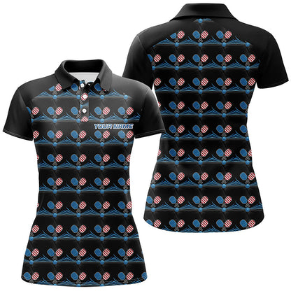 Custom American Flag Pickleball Polo Shirts, Patriotic Pickleball Jerseys For Women IPHW6940