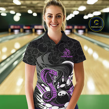 Load image into Gallery viewer, Custom Black And Purple Cobra Snake Bowling Women Polo Shirts, Cobra Bowling Team Shirt IPHW9700