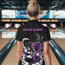 Load image into Gallery viewer, Custom Black And Purple Cobra Snake Bowling Women Quarter-Zip Shirts, Bowling Team Shirt IPHW9700