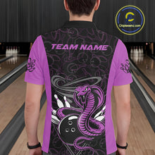 Load image into Gallery viewer, Custom Purple Cobra Snake Bowling Team Men Polo Shirts, Bowling Pattern Shirt IPHW9705