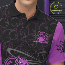 Load image into Gallery viewer, Custom Purple Cobra Snake Bowling Team Men Polo Shirts, Bowling Pattern Shirt IPHW9705