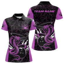 Load image into Gallery viewer, Custom Purple Cobra Snake Bowling Team Women Polo Shirts, Bowling Pattern Shirt IPHW9705