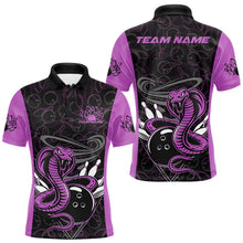 Load image into Gallery viewer, Custom Purple Cobra Snake Bowling Team Men Polo Shirts, Bowling Pattern Shirt IPHW9705