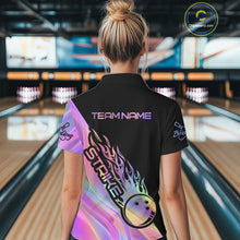 Load image into Gallery viewer, Custom Hologram Flame Strike Bowling Polo Shirts For Women, Bowling Team Bowler Outfit IPHW9861