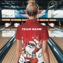 Load image into Gallery viewer, Custom Funny Santa Claus Christmas Bowling Women Polo Shirts, Xmas Team Bowling Outfit IPHW10116