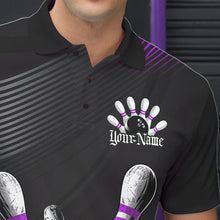Load image into Gallery viewer, Custom Black And Purple Grunge Style Skull Bowling Polo Shirts For Men, Bowling Team Uniform IPHW8909