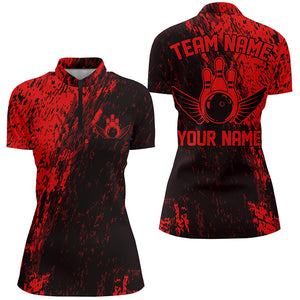 Personalized Bowling Shirts For Women, Team Bowling Jerseys Bowling Pin |Red IPHW4998