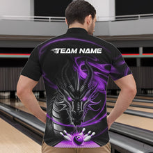 Load image into Gallery viewer, Custom Black And Purple Flame Dragon Bowling Team Men Quarter-Zip Shirts, Bowling League Shirt IPHW8912