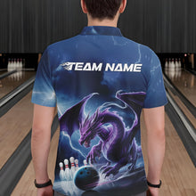 Load image into Gallery viewer, Custom Blue Thunder Lightning Purple Dragon Bowling Team Men Polo Shirts, Bowlers Outfit IPHW8915