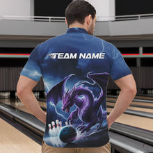 Load image into Gallery viewer, Custom Blue Thunder Lightning Purple Dragon Bowling Team Men Quarter-Zip Shirts, Bowlers Outfit IPHW8915