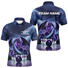 Load image into Gallery viewer, Custom Blue Thunder Lightning Purple Dragon Bowling Team Men Polo Shirts, Bowlers Outfit IPHW8922