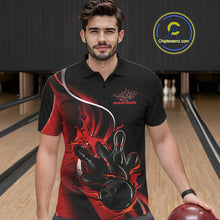 Load image into Gallery viewer, Custom Red Flame Bowling Men Jerseys, Bowling Team League Shirt Bowlers Jerseys IPHW11295