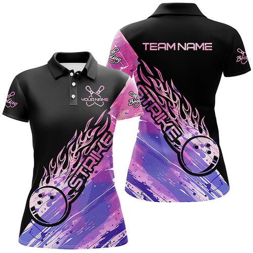 Pink And Purple Custom Bowling Shirts For Women, Bowling Team Shirts Bowling Strike IPHW7157