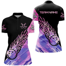 Load image into Gallery viewer, Pink And Purple Custom Bowling Shirts For Women, Bowling Team Shirts Bowling Strike IPHW7157