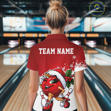 Load image into Gallery viewer, Custom Cute Funny Ladies Christmas Bowling Quarter-Zip Shirts, Women Team Xmas Outfit IPHW10136