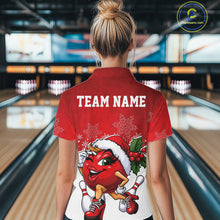 Load image into Gallery viewer, Custom Cute Funny Ladies Christmas Bowling Quarter-Zip Shirts, Women Team Xmas Outfit IPHW10137