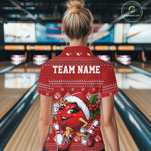 Load image into Gallery viewer, Custom Cute Funny Ladies Christmas Bowling Quarter-Zip Shirts, Women Team Xmas Outfit IPHW10139