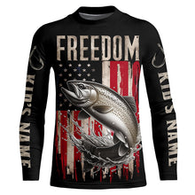 Load image into Gallery viewer, Personalized Patriotic Trout Long Sleeve Uv Protection Fishing Shirts, American Flag Fishing Shirts IPHW6809