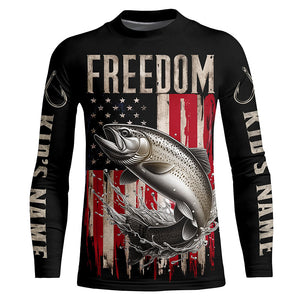 Personalized Patriotic Trout Long Sleeve Uv Protection Fishing Shirts, American Flag Fishing Shirts IPHW6809