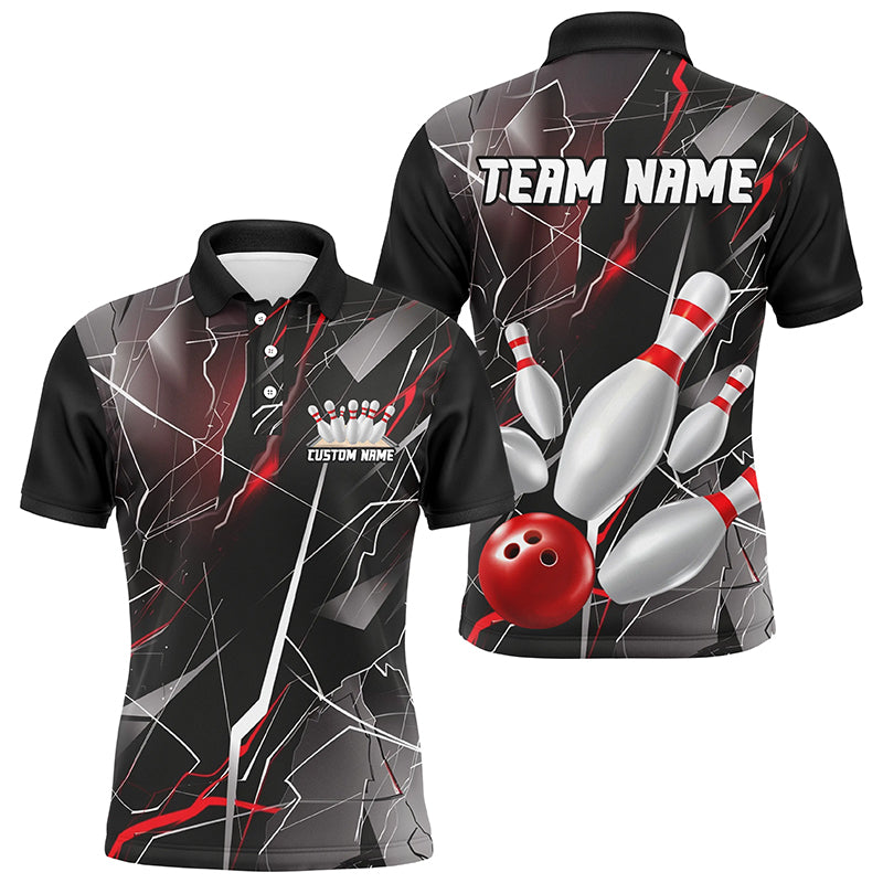 Red Thunder Lightning Custom Bowling Team Shirts For Men And Women, Strike Bowling Jerseys IPHW6466