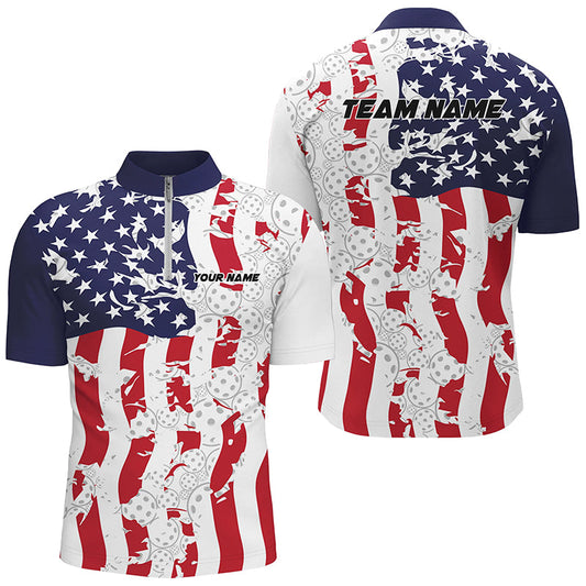 American Flag Custom Pickleball Team Shirts For Men And Women, Patriotic Pickleball Jerseys IPHW6979