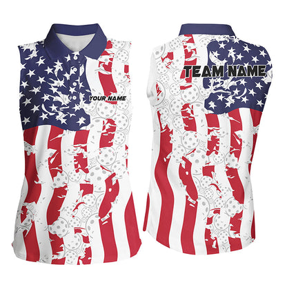 American Flag Custom Pickleball Team Shirts For Women, Patriotic Pickleball Jerseys IPHW6979
