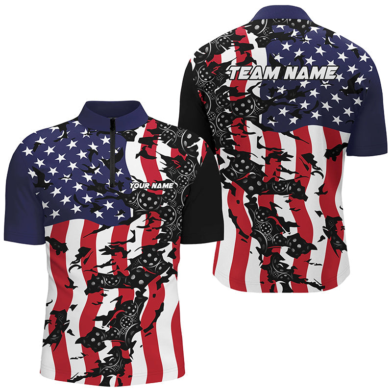 American Flag Custom Pickleball Team Shirts For Men And Women, Patriotic Pickleball Jerseys IPHW6980