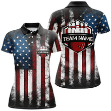 Load image into Gallery viewer, American Flag Bowling Shirt For Women, Custom Bowling Jersey For Team Patriots Bowlers Shirt IPHW5140