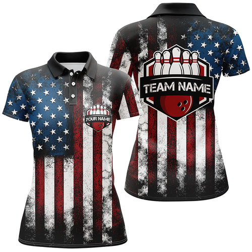 American Flag Bowling Shirt For Women, Custom Bowling Jersey For Team Patriots Bowlers Shirt IPHW5140