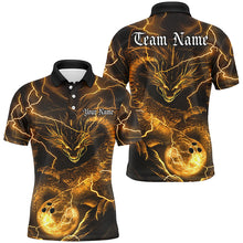 Load image into Gallery viewer, Custom Black And Golden Dragon Bowling Shirts For Men, Bowling Team Uniform Bowlers Outfit IPHW7526