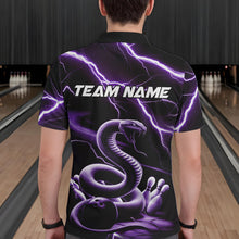 Load image into Gallery viewer, Custom Black And Purple Thunder Lightning Snake Bowling Polo Shirts For Men, Team Outfits IPHW8648