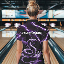 Load image into Gallery viewer, Custom Black And Purple Thunder Lightning Snake Bowling Polo Shirts For Women, Team Outfits IPHW8648