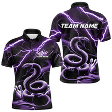 Load image into Gallery viewer, Custom Black And Purple Thunder Lightning Snake Bowling Polo Shirts For Men, Team Outfits IPHW8648