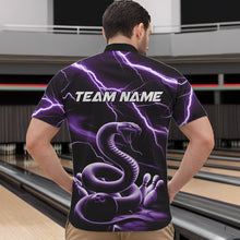 Load image into Gallery viewer, Custom Black And Purple Thunder Lightning Snake Bowling Quarter-Zip Shirts For Men, Team Outfits IPHW8648