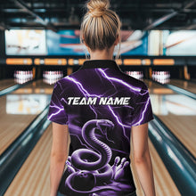Load image into Gallery viewer, Custom Black And Purple Thunder Lightning Snake Bowling Team Quarter-Zip Shirts For Women IPHW8648