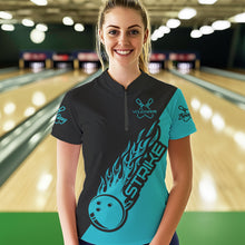 Load image into Gallery viewer, Custom Bowling Shirts For Women, Bowling Team Shirts Bowling Strike | Ball Blue IPHW4289