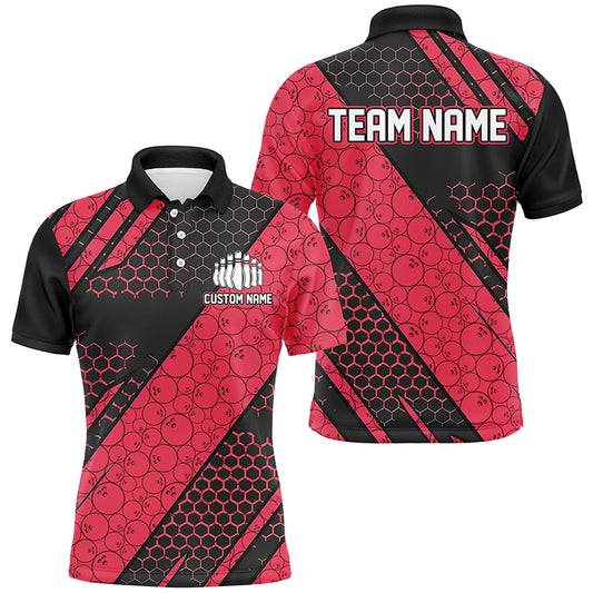 Bowling Ball Pattern Custom Bowling Team Jerseys, Bowlers Shirts For Men And Women | Red IPHW6476
