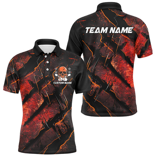 Orange Claw Customize Team Bowling Shirts, Skull Bowling Jerseys For Men And Women IPHW6484