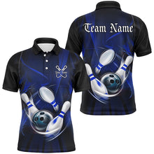 Load image into Gallery viewer, Black And Blue Custom Bowling Uniforms, Bowling Team Shirts For Men Bowler Jerseys IPHW7544
