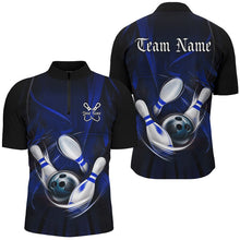 Load image into Gallery viewer, Black And Blue Custom Bowling Uniforms, Bowling Team Shirts For Men Bowler Jerseys IPHW7544