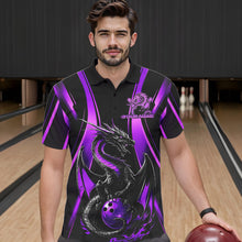 Load image into Gallery viewer, Custom Purple Dragon Bowling Jerseys, Dragon Bowling Men Polo Shirts Bowling League Shirt IPHW8928