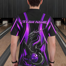 Load image into Gallery viewer, Custom Purple Dragon Bowling Jerseys, Dragon Bowling Men Polo Shirts Bowling League Shirt IPHW8928