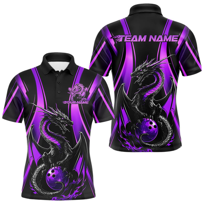 Custom Purple Dragon Bowling Jerseys, Dragon Bowling Men Polo Shirts Bowling League Shirt IPHW8928
