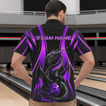 Load image into Gallery viewer, Custom Purple Dragon Bowling Jerseys, Dragon Bowling Men Quarter-Zip Shirts Bowling League Shirt IPHW8928